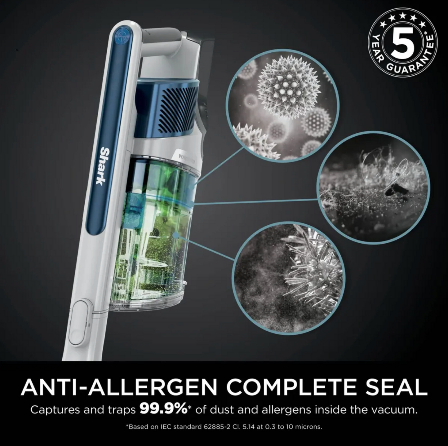Shark PowerPro Cordless Stick Vacuum IZ380UK, Anti Hair Wrap & Floor Detect