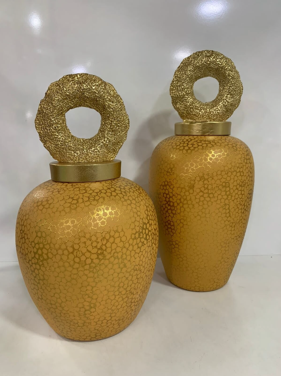 Golden Decorative Jar Set – 2 Pieces