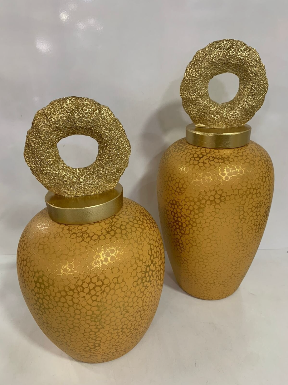 Golden Decorative Jar Set – 2 Pieces