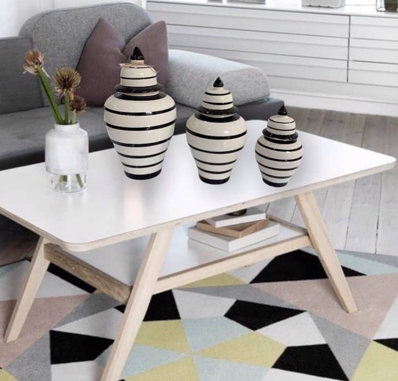 Decorative Marble Jar Set of 3 with Lids